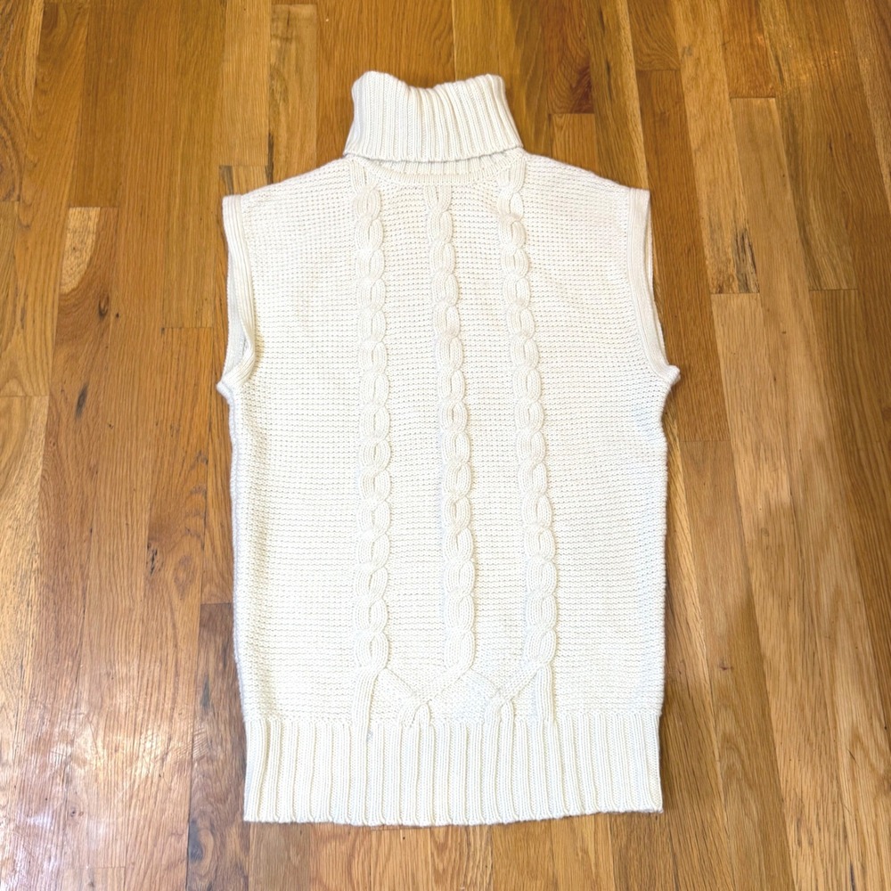 Alloy Cream Cable Knit Sleeveless Turtleneck Sweater Vest Vintage Y2K Large